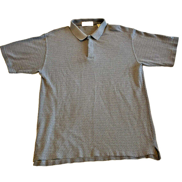 Vintage John Ashford Golf Polo Mens SZ L Cotton 90s 2 Button Textured  13711 - Picture 1 of 10